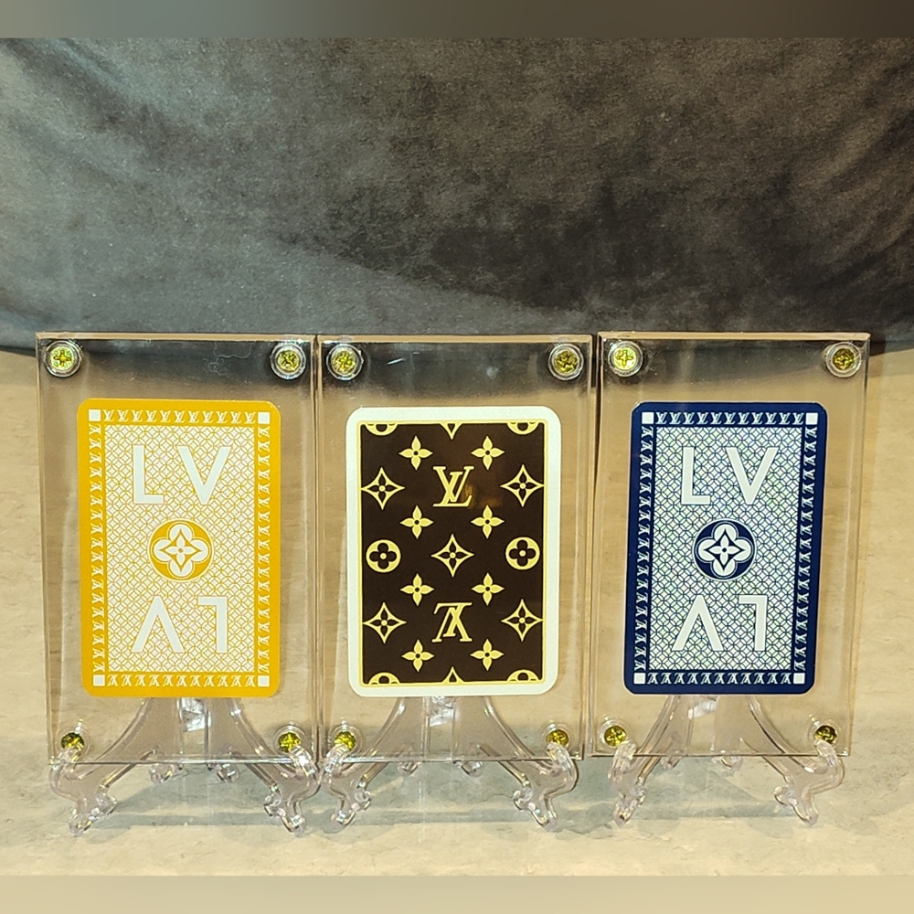 LOUIS VUITTON JEU DE CAERES 3 PLAYING CARD SET 2 & 8 OF ♥️s JACK OF ♦️s IN CASES